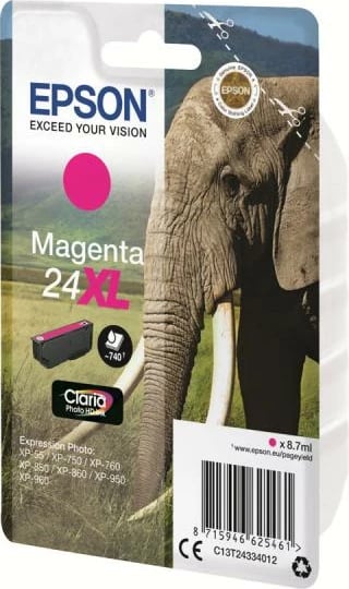 Kartushë boje, Epson, 24XL C13T24334012, kapacitet i lartë XL, Magenta
