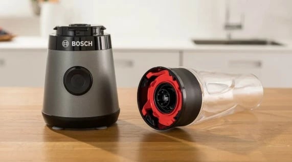 Blender tavoline mini, Bosch, MMB2111S, 0.6 L, 450 W, shishe ToGo, e zezë/argjendtë