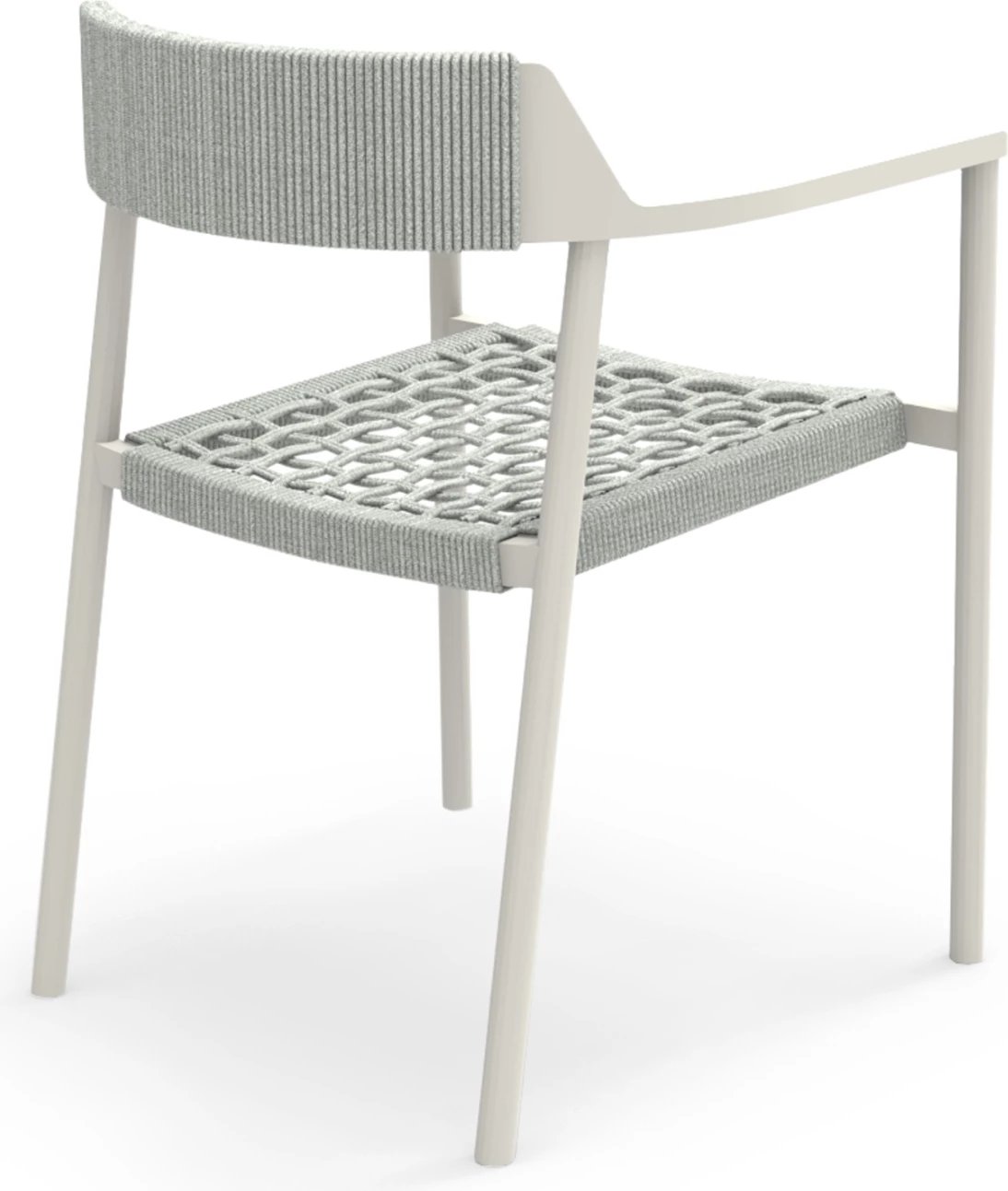 Karrige ngrënieje për jashtë, alumini krem i bardhë, litar P.E. bezhë, HELIA CD6200.02, 57x56.5x76.5cm