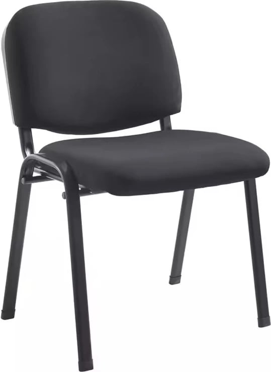 Karrige mysafirësh e grumbullueshme Anilian, pëlhurë e zezë, këmbë metalike të zeza, 55x44x77cm