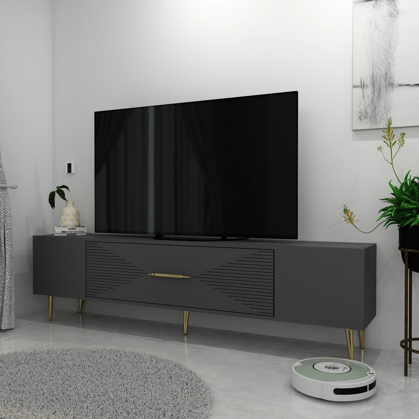 Komodë TV, Skye Decor, anthracite dhe ari, Dekol1