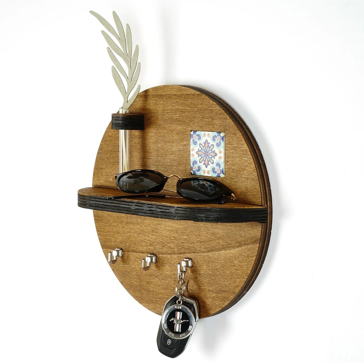 Mbajtës çelësash prej druri, ngjyrë arre, Wallity LAZ162