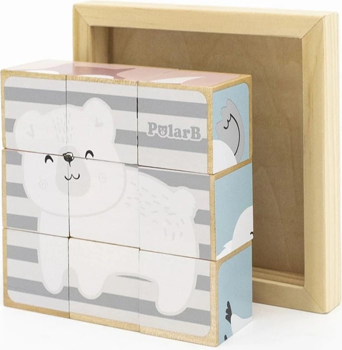 Puzzle me kuba druri, Viga, 9 pjesë kafshë, multingjyrëshe