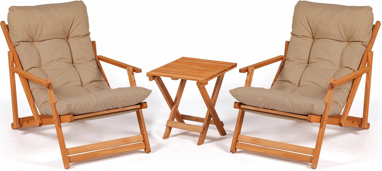 Set tavolinë me karrige për oborr, 3 pjesë, ngjyrë kafe/natyrale, My007