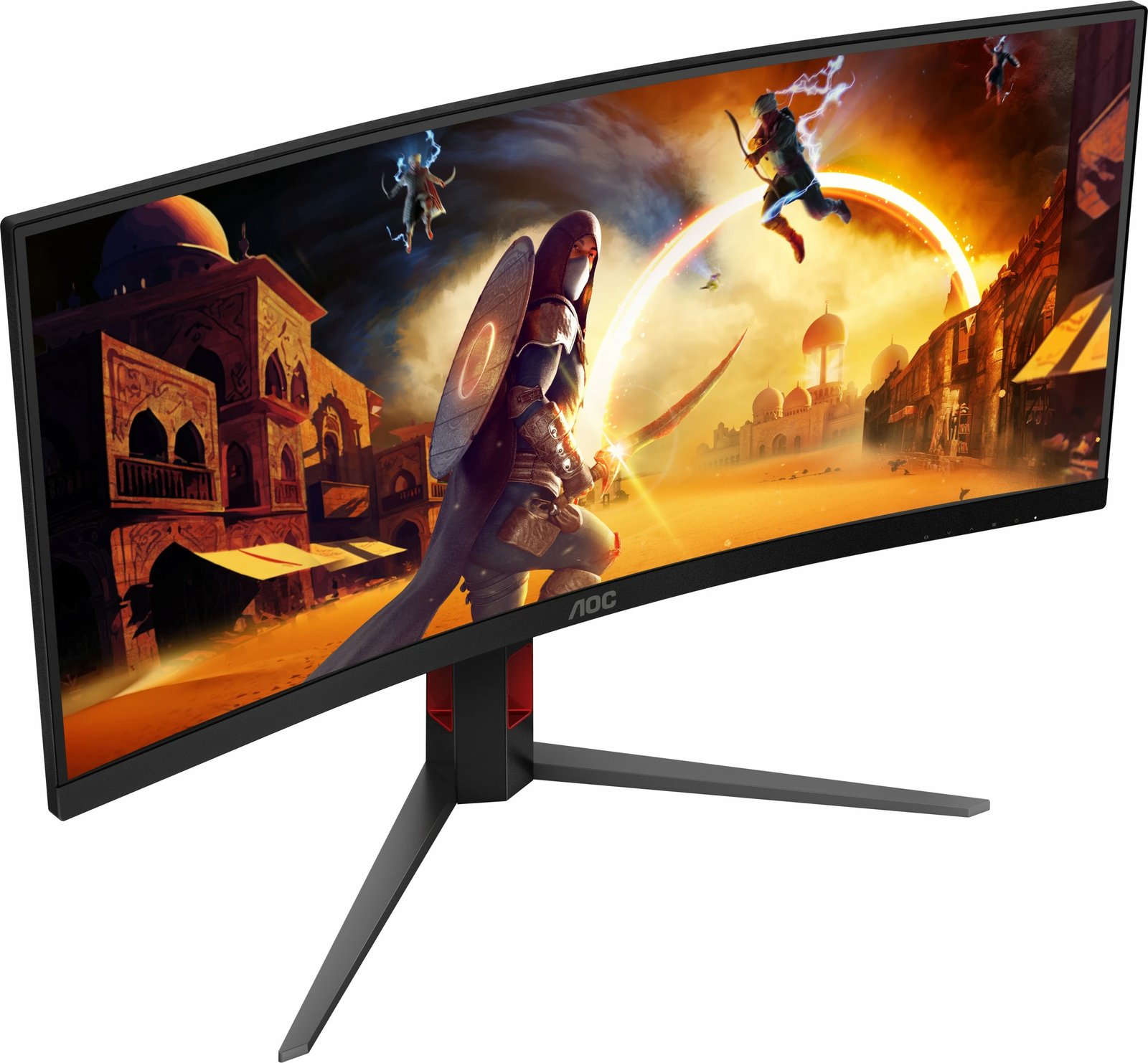 Monitor gaming AOC CU34G4, 34 inç, 180Hz, WQHD, i zi/kuq
