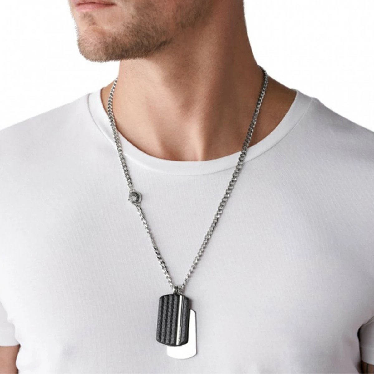 Varëse për meshkuj DIESEL DOOUBLE DOGTAGS, argjendtë
