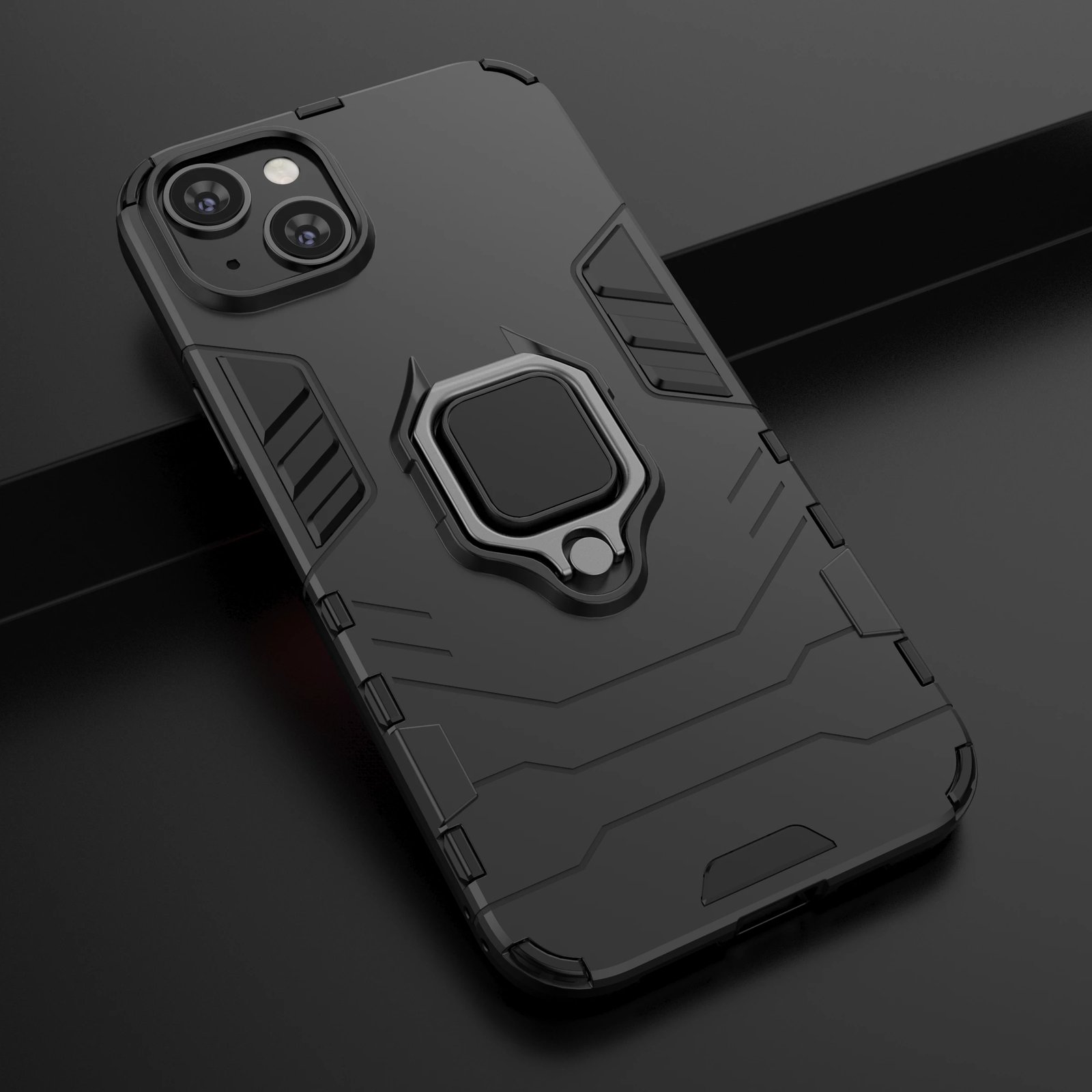 Mbështjellës Hurtel Ring Armor për iPhone 14 Plus, me unazë, i zi