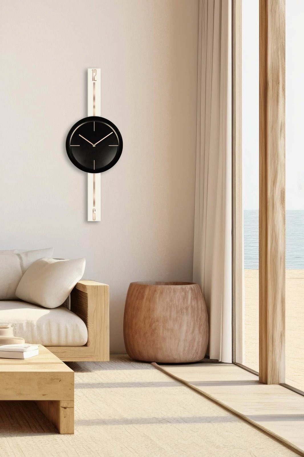 Orë muri dekorative, Wallity, Vlnt103Krsyh, krem e zezë, 30x80cm