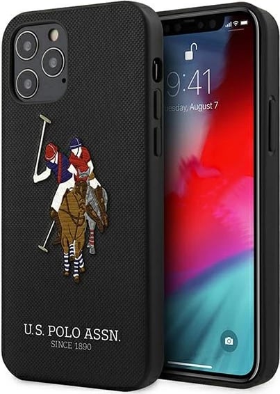 Mbështjellës U.S. Polo Assn. USHCP12LPUGFLBK për iPhone 12 Pro Max, Polo Embroidery, i zi