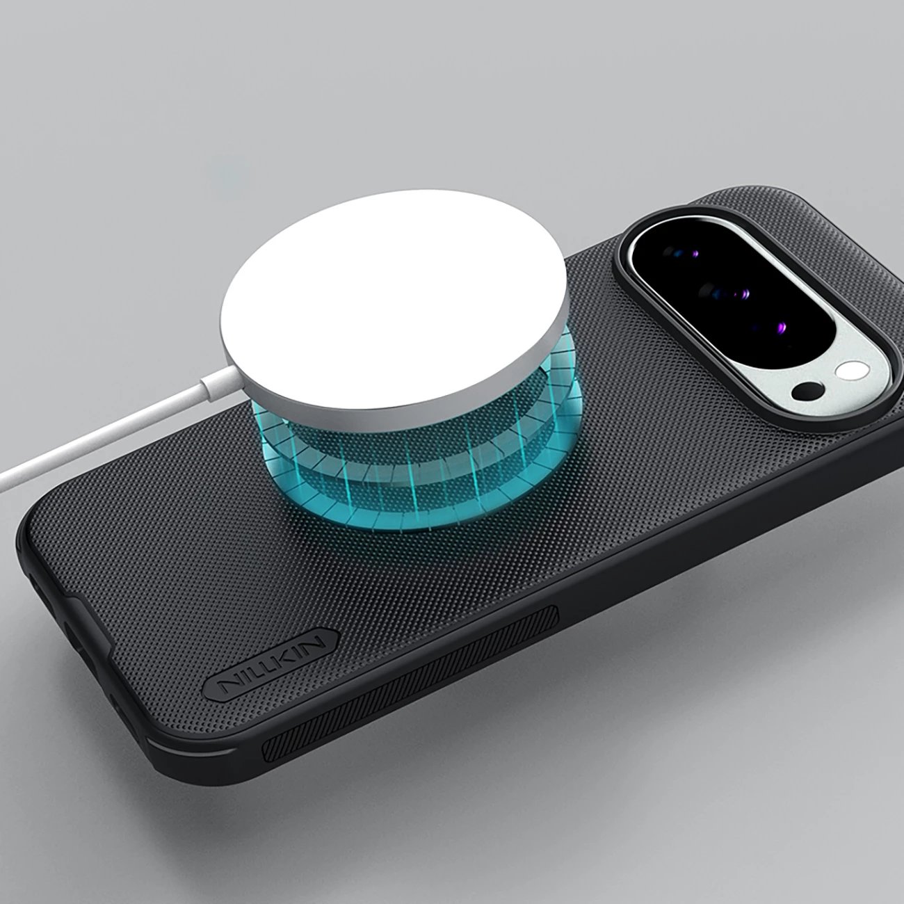 Mbështjellës Nillkin Super Frosted Shield Pro Magnetic për Google Pixel 10/10 Pro, kompatibil me MagSafe, PC+TPU, profil i hollë, i zi
