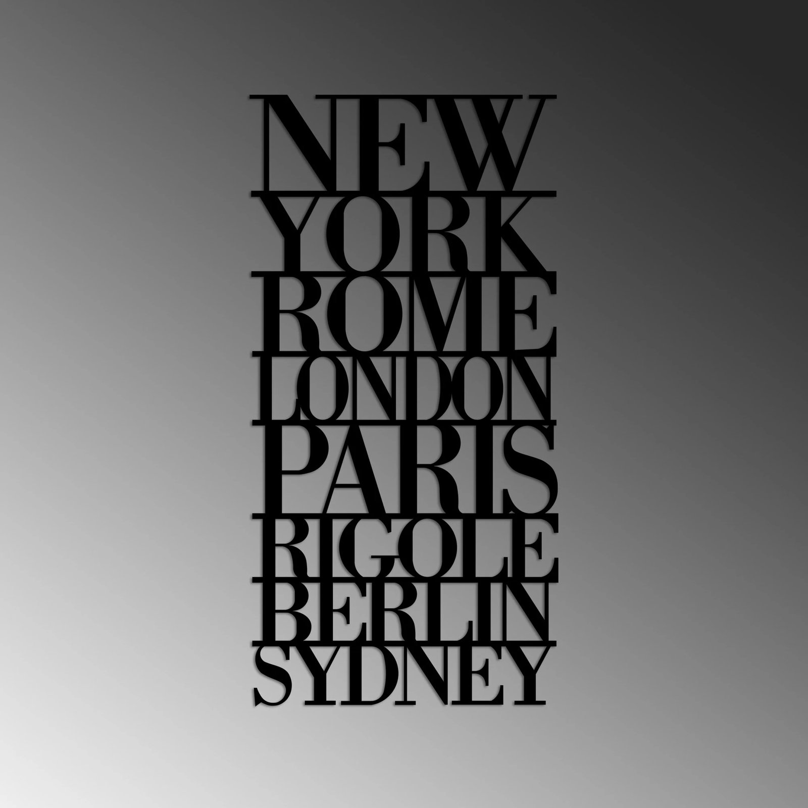 Aksesor dekorativ metalik për mur, Wallity, Capitals - L, ngjyrë e zezë, 70x35cm