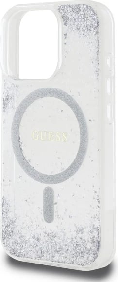 Mbështjellës Guess Resin Gradient Glitter MagSafe për iPhone 16 Pro, argjendtë