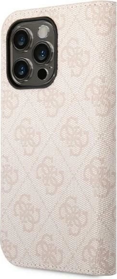 Mbështjellës Guess Bookcase 4G Vintage Gold Logo për iPhone 14 Pro 6.1", Rozë