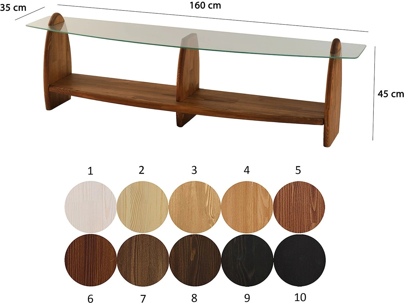 Komodë TV Skye Decor, ngjyrë gështenjë, xham transparent