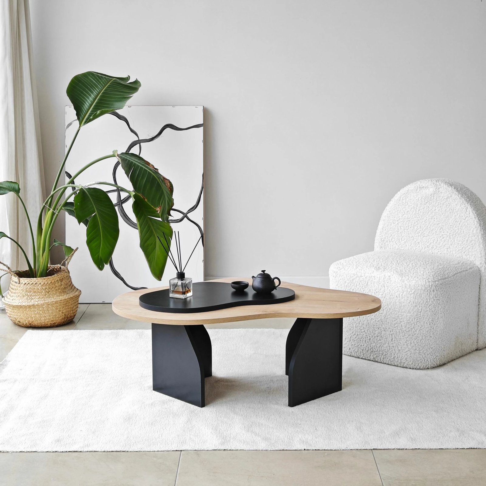 Tavolinë kafeje Hanah Home, ngjyrë lisi safir dhe e zezë