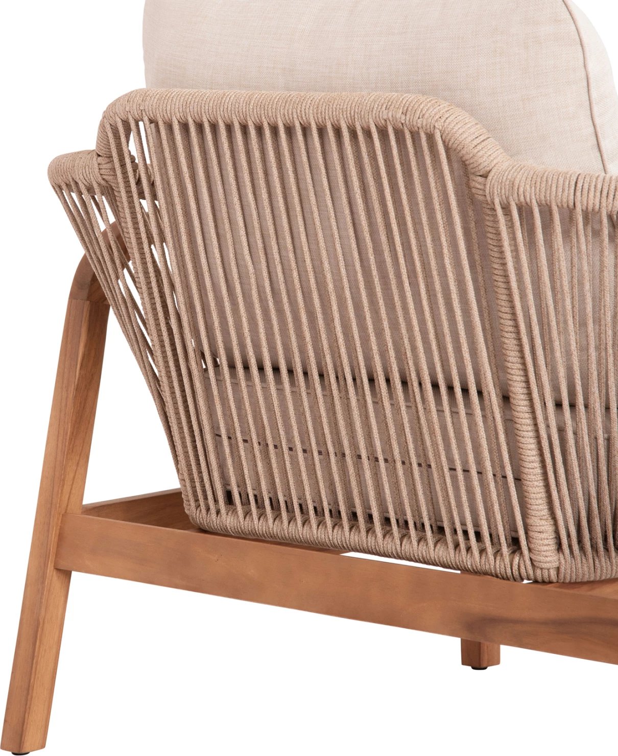 Karrige lounge për jashtë Oasis, dru akacie, alumin & litar, bezhë, 92x80x71.5-82cm