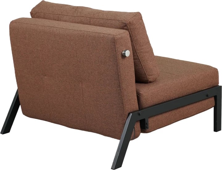 Poltronë-krevat Fancy, material tekstili, ngjyrë kafe, këmbë të zeza, 95x98x70cm