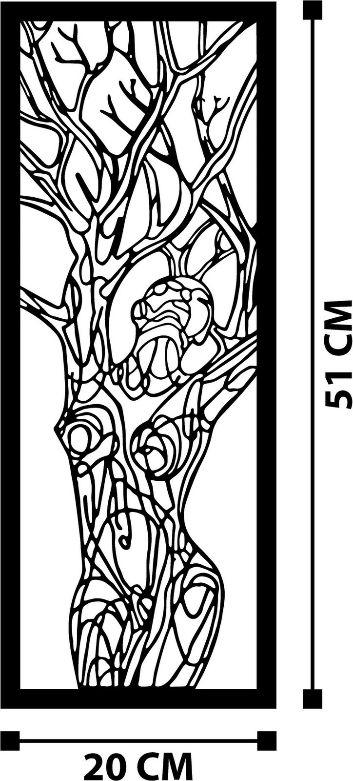 Aksesor dekorativ metalik për mur, Wallity, Vuslat, ngjyrë e zezë, 20x51cm