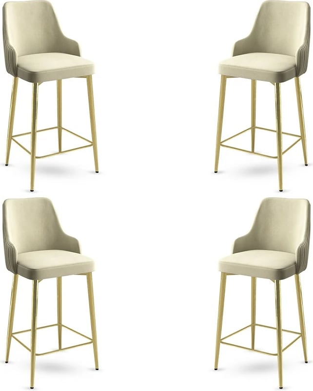 Set karrigesh për bar (4 copë), Hanah Home, Enox, krem, ari