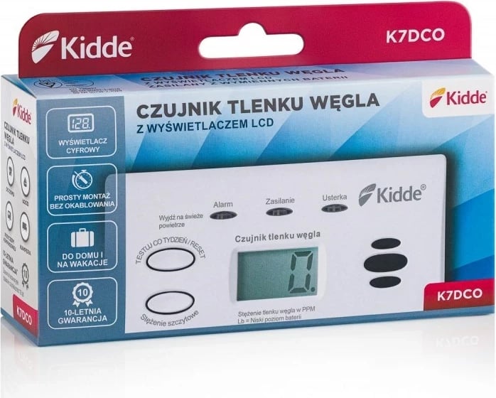 Detektor monoksidi karboni Kidde K7DCO me ekran, Bardhë