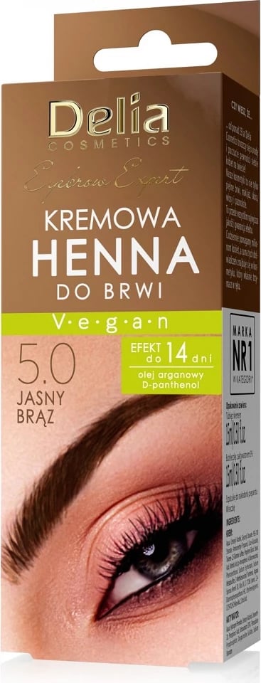 Krem për vetulla Delia Expert Creamy Henna për femra, kafe e çelët, 15ml
