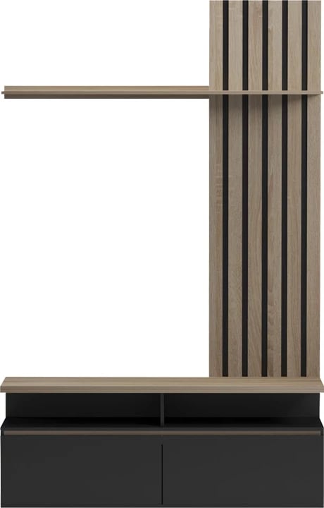 Set salloni Perlento, ngjyrë e zezë dhe sonoma, 140x41x219.5cm