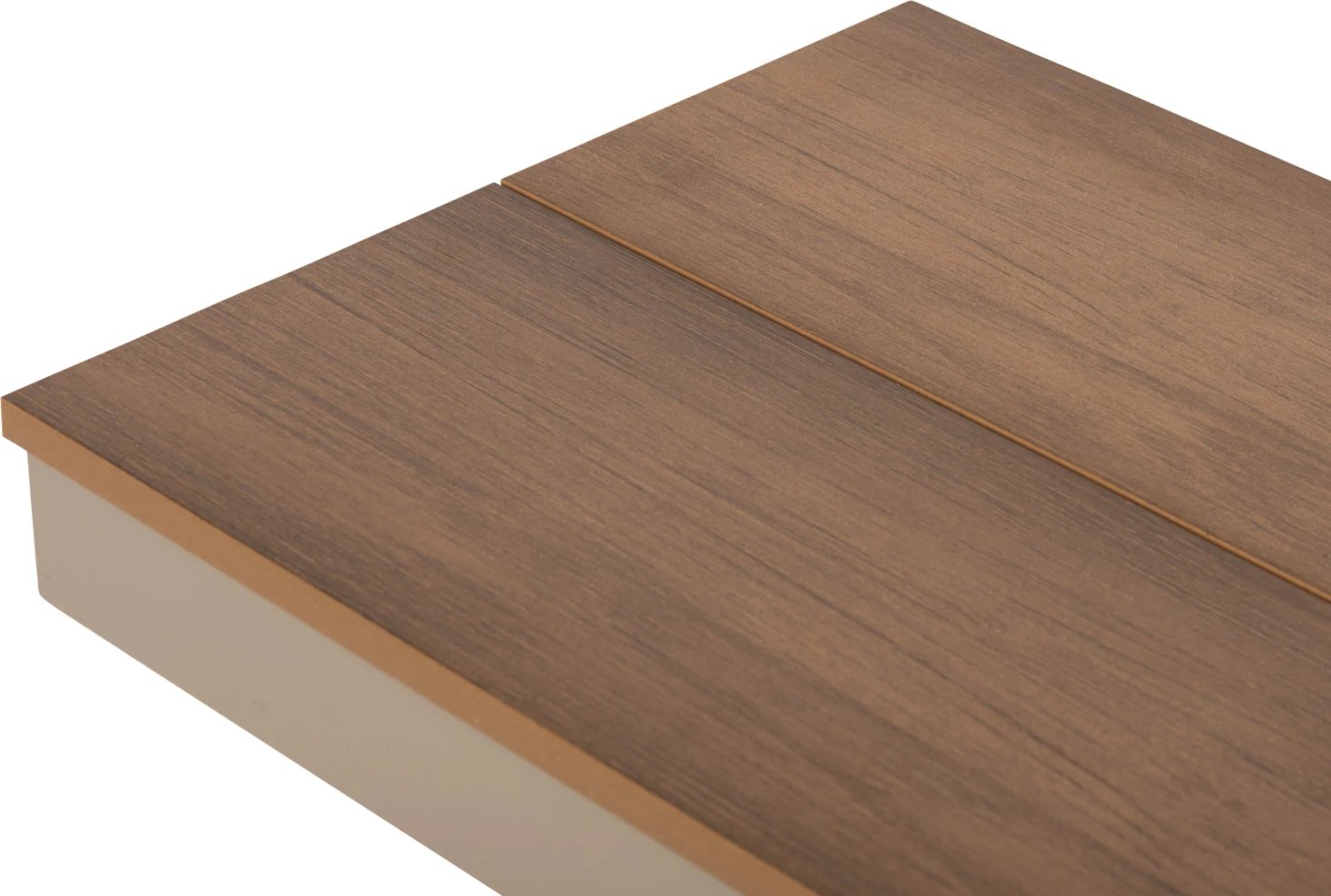 Stol alumini TAWNEE FH6040.04 ngjyrë shampanje - sipërfaqe polivudi ngjyrë druri natyral 220x36x44,5Hcm