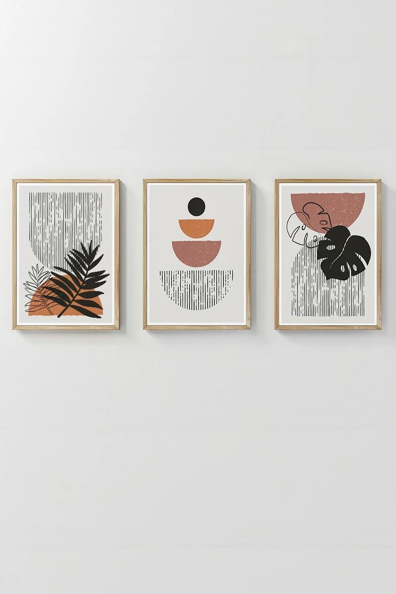 Set pikturash dekorative me kornizë, 3 pjesë, Wallity, 3Dartsohoset114