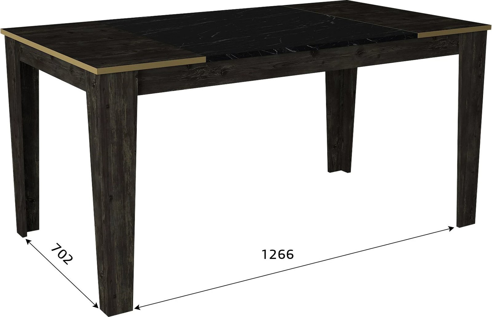 Set mobiljesh për dhomë dite, Skye Decor Veyron Set 3, ngjyrë e zezë dhe ari