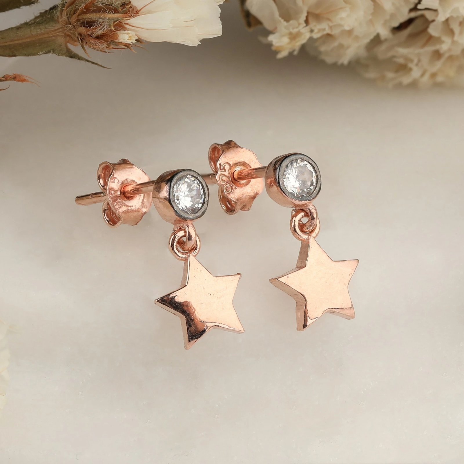 Vathë argjendi ngjyrë ari rozë, yll, Jumeon, 10813BYZ