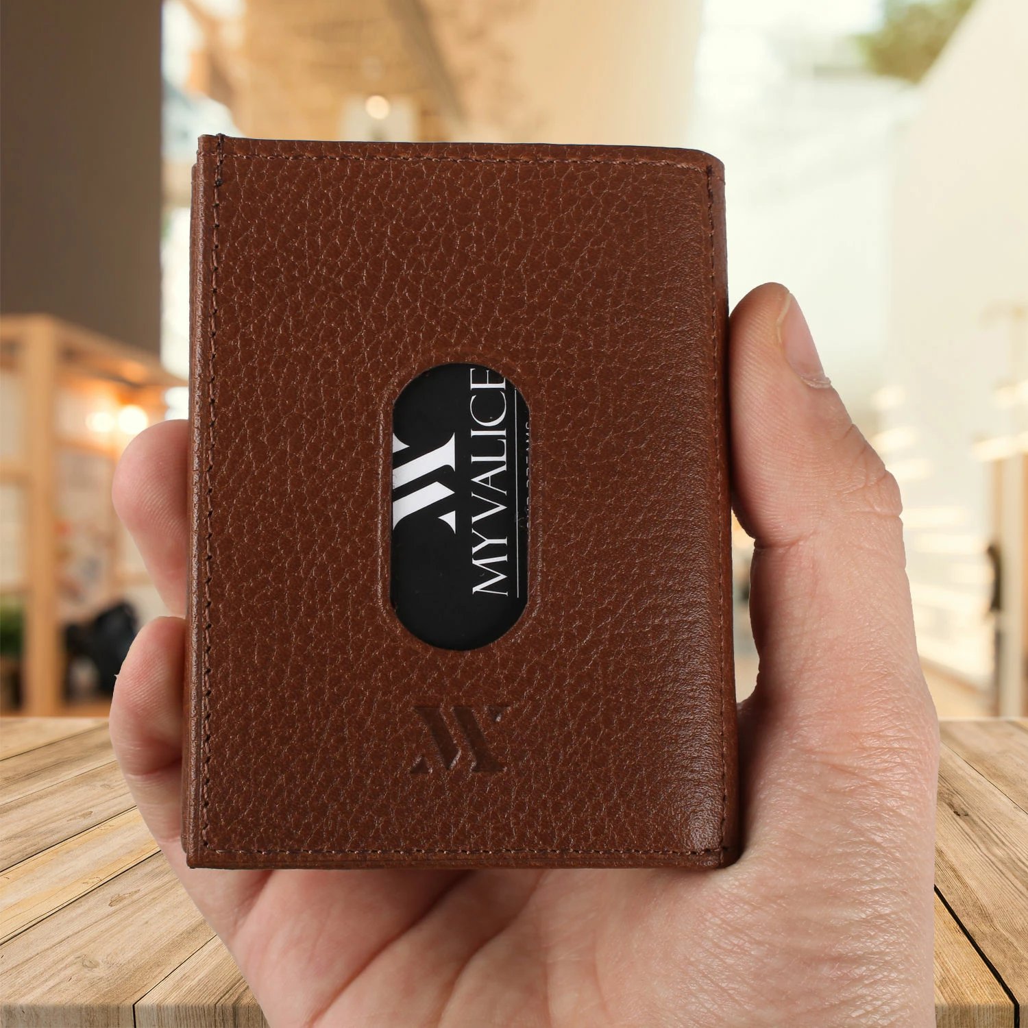 Portofol lëkure ngjyrë tan Zoozie Bags, 4496