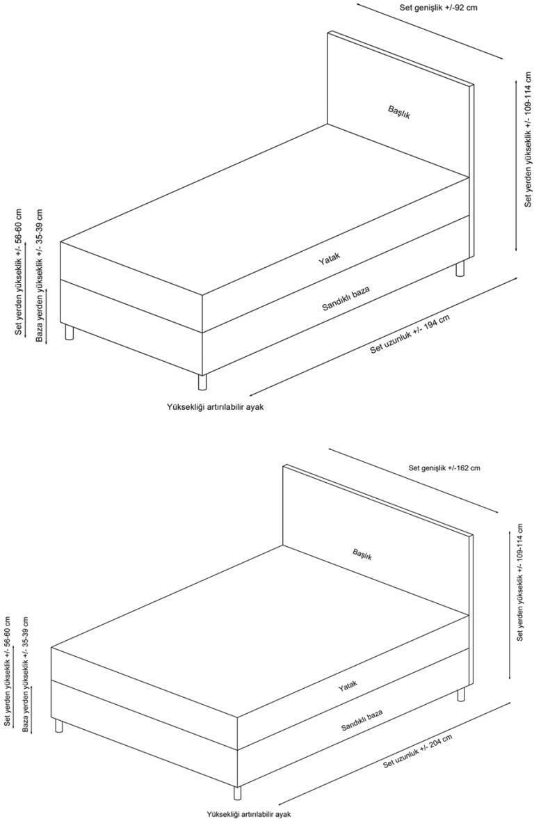 Bazë dhe shtrat dopio me taban, Skye Decor, Motya, 150x200, antracit