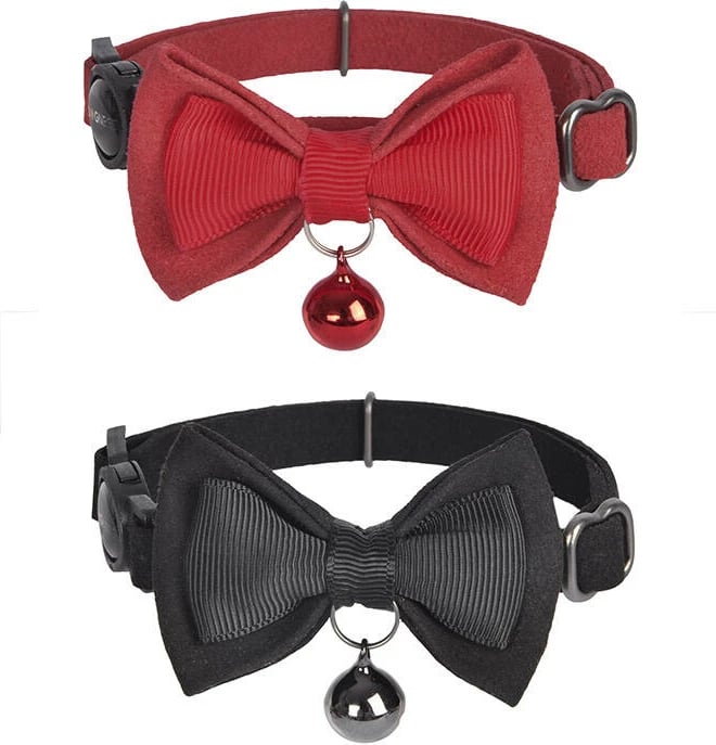 Set jakash për mace Dogness, Genuine Leather, 2 copë, e kuqe dhe e zezë