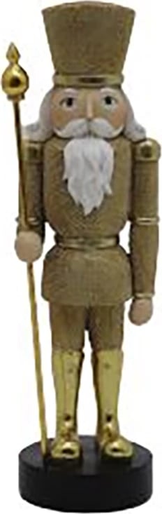 Dekoratë ushtar për Krishtlindje, ngjyrë ari-bardhë, 10x8x31cm, polirezine