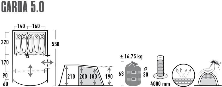 Tendë kampingu High Peak, gri-e gjelbër