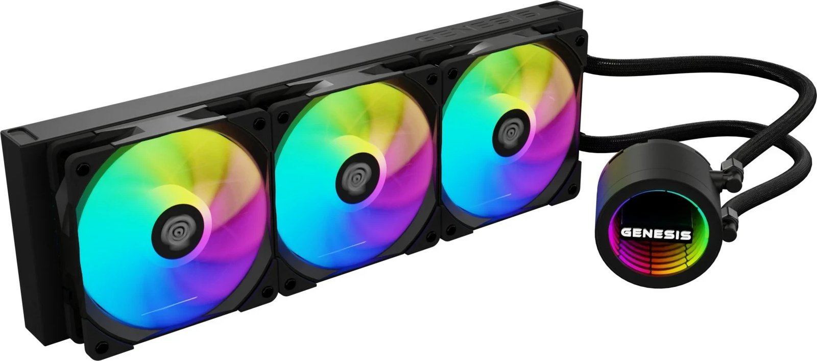 Sistem ftohës me lëng për kasë kompjuteri GENESIS NLG-2321, 3 ventilatorë, RGB, i zi