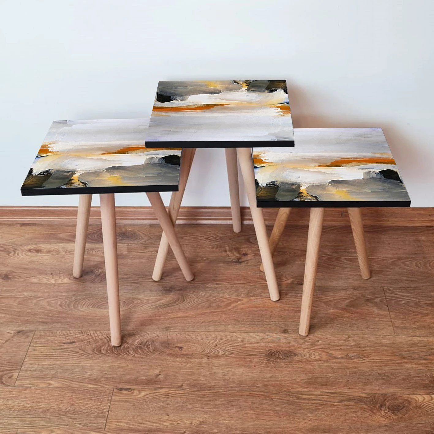 Set tavolinash të vendosshme, 3 copë, Skye Decor, ngjyrë e zezë, 3Shp96