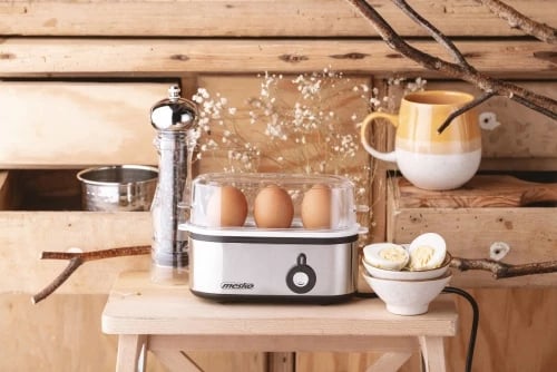 Zierëse vezësh, Mesko, MS 4485, 1-3 vezë, nivele zierjeje soft/medium/hard, 210W (350W max), mbyllje automatike, metal, argjend