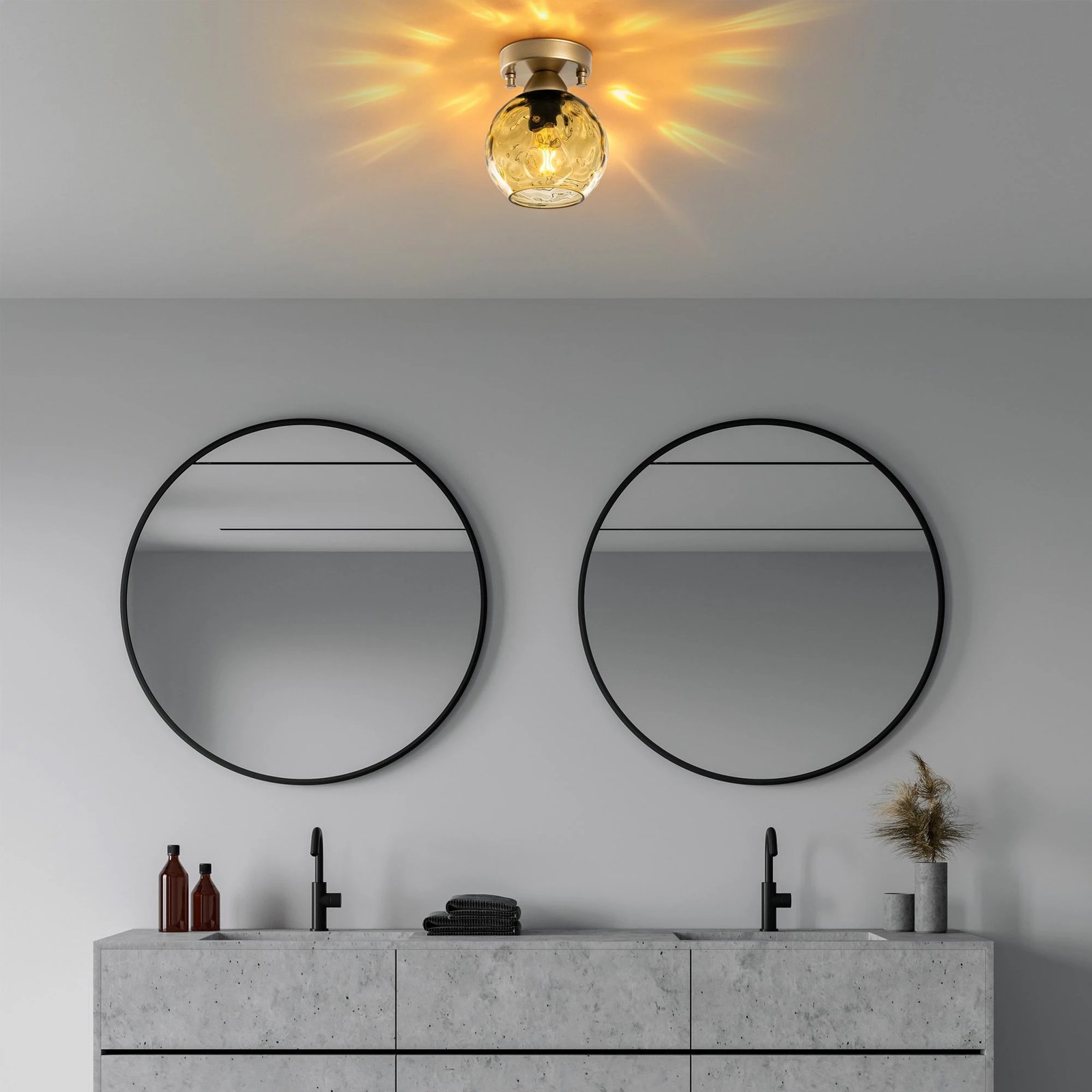 Llambë tavani Opviq Benek, e verdhë dhe e zezë, 15x15x18cm