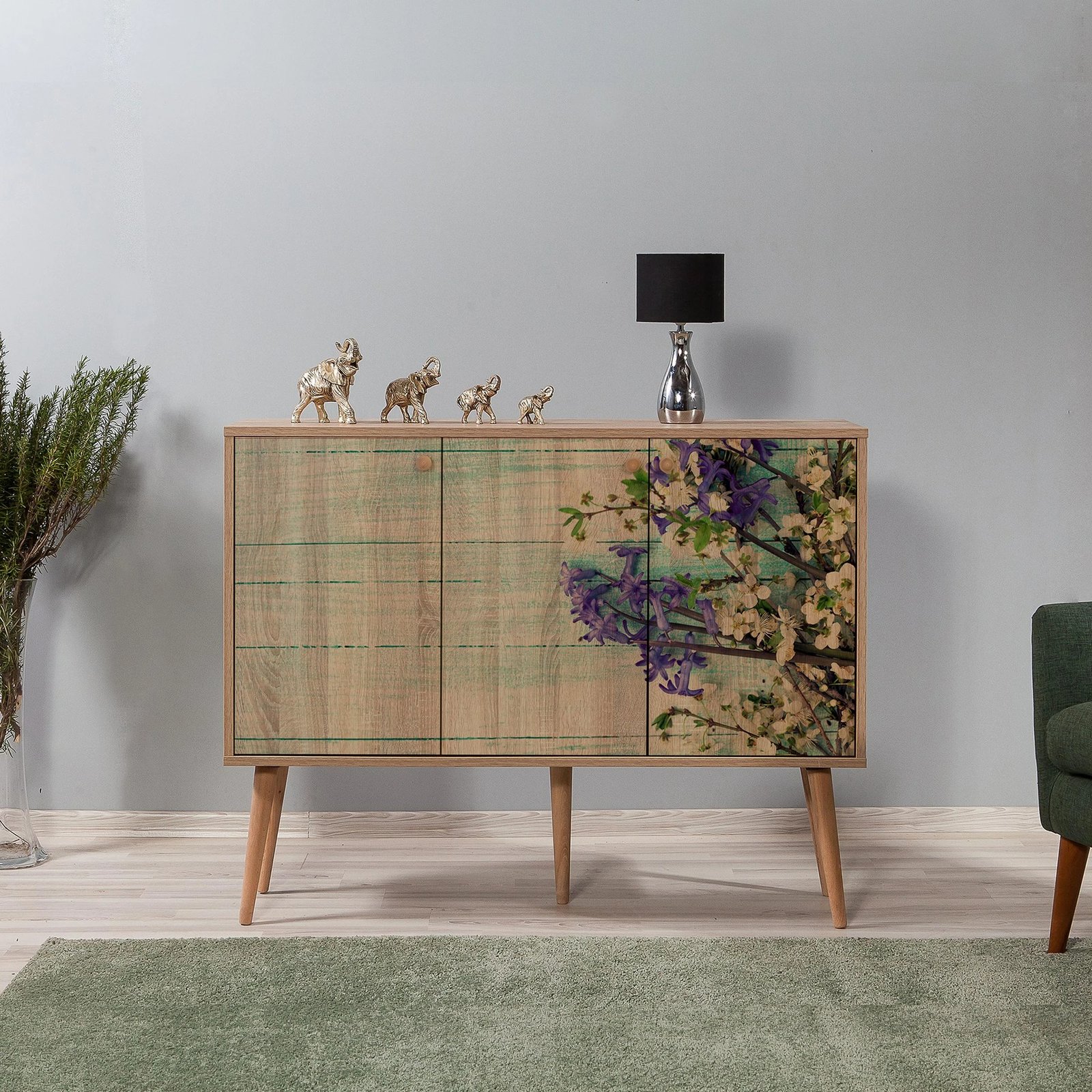 Konsol Hanah Home, Mega - 727, ngjyrë lisi Sonoma