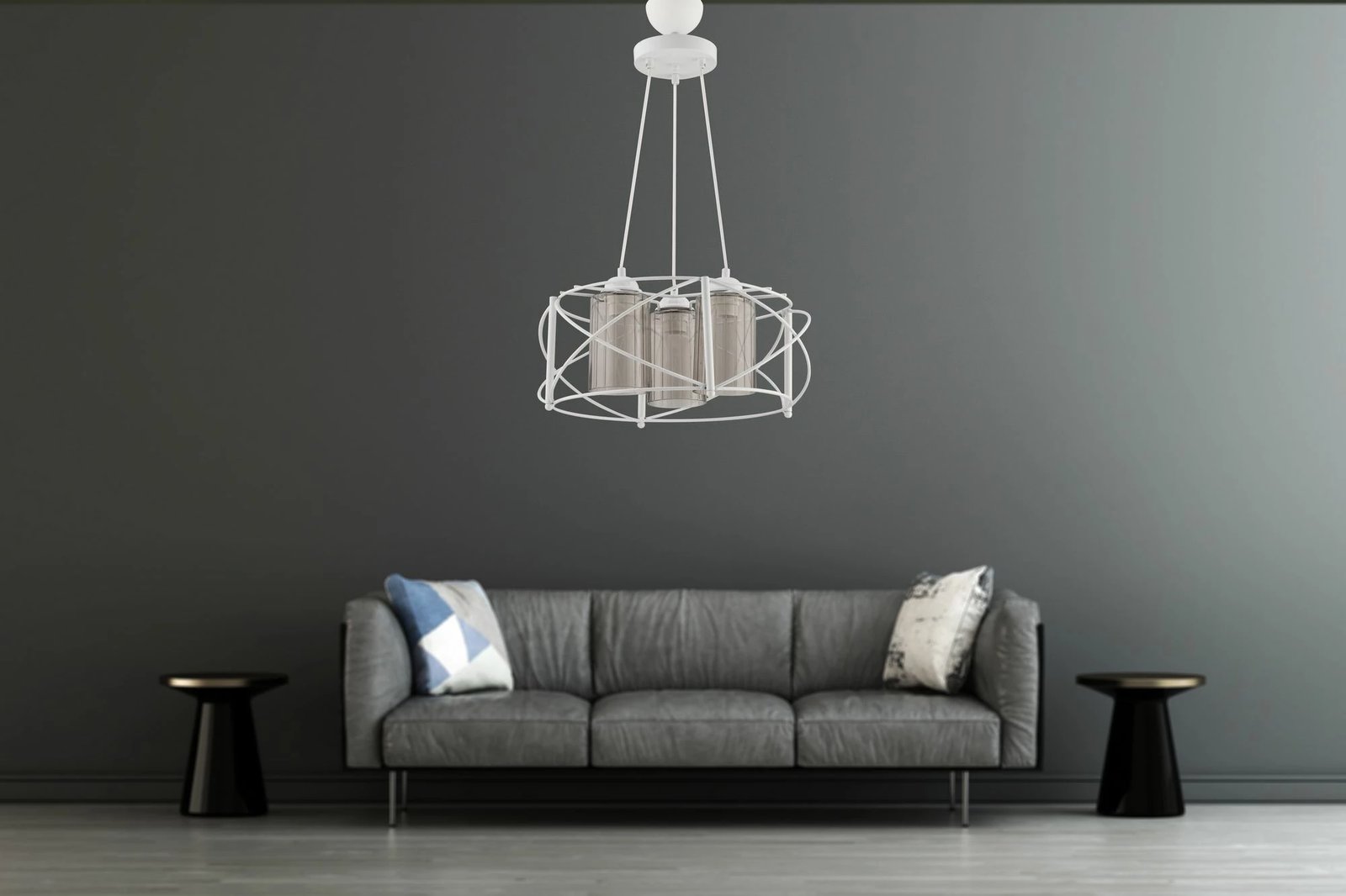 Llambë tavani Opviq, xham Dratkruh, e bardhë dhe gri