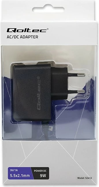 Furnizues energjie Qoltec 52412, 9V, 1A, 5.5x2.1mm, i zi