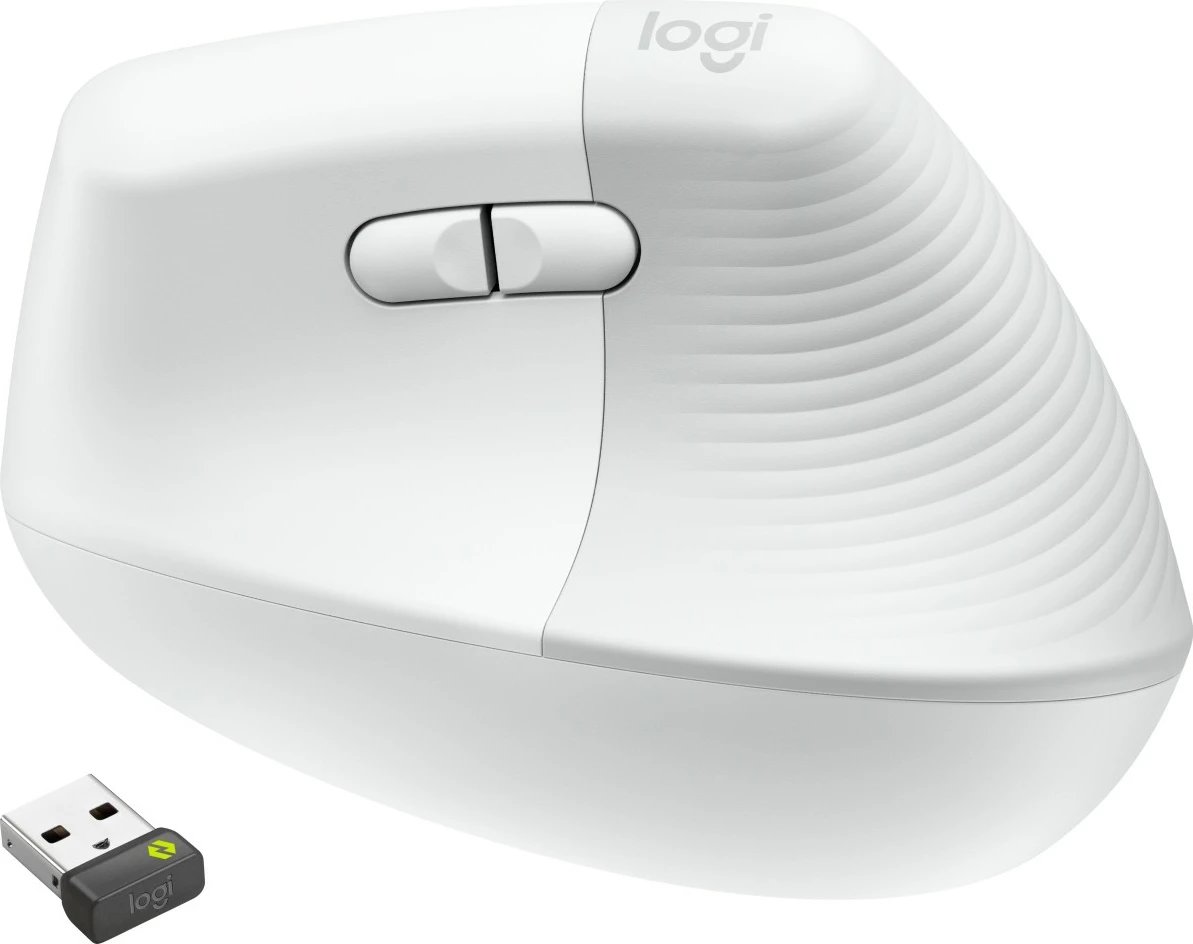 Maus Logitech Lift për Biznes, vertikal, 6 butona, wireless, Bluetooth, Bolt USB, ngjyrë e bardhë