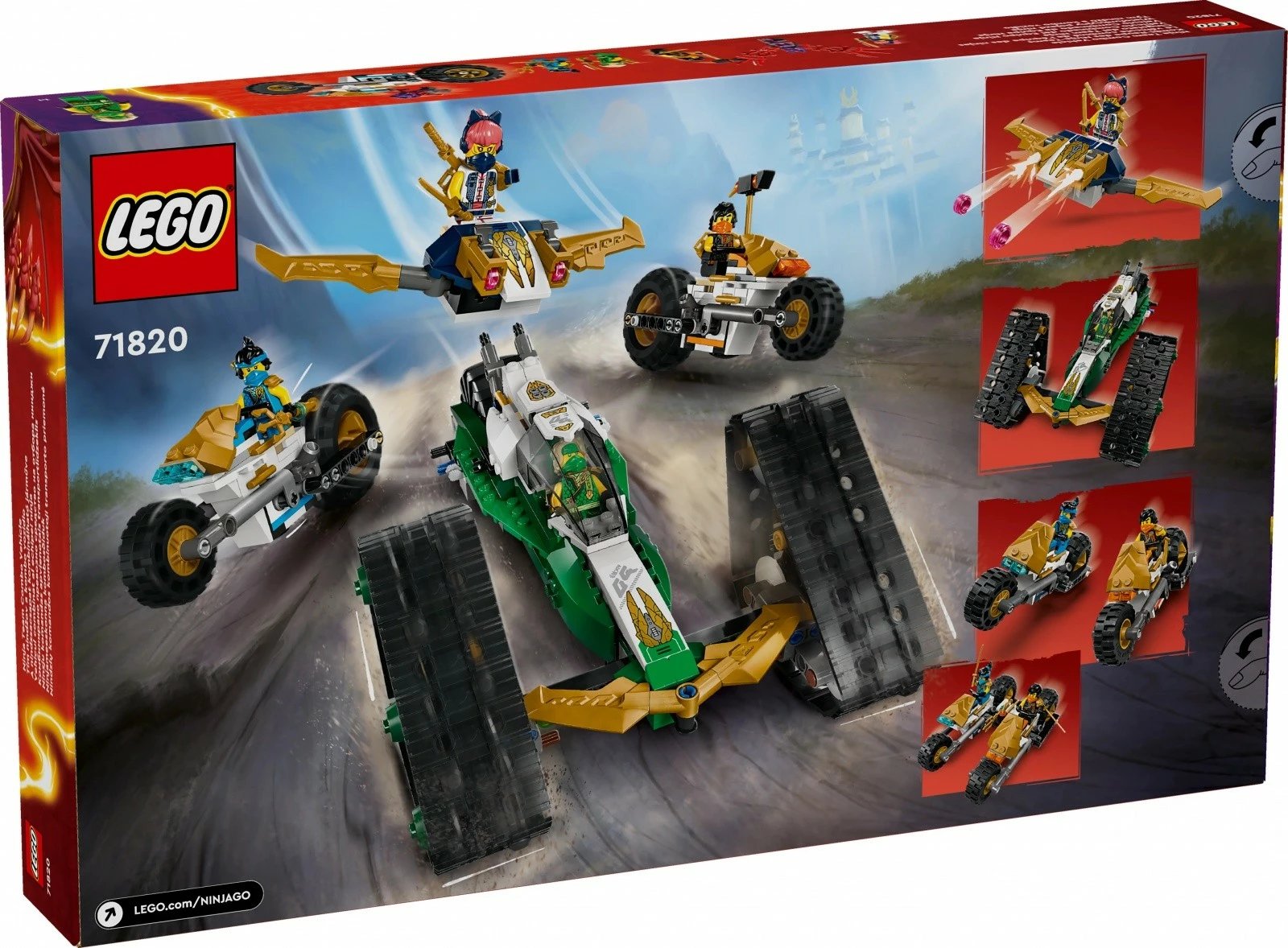 Set ndërtimi LEGO Ninjago 71820, 4-në-1, 576 pjesë, me 6 minifigura, plastikë