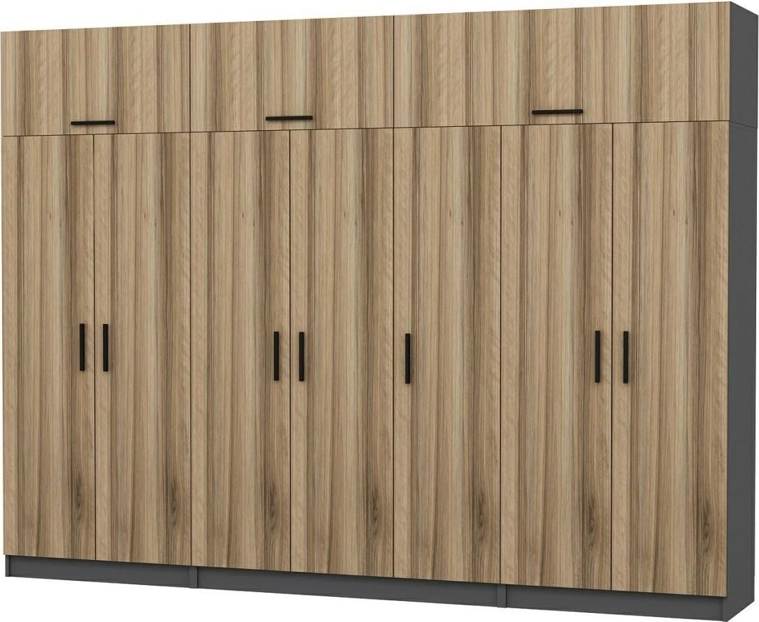 Dollap i madh Skye Decor, ngjyrë arre dhe antracit, 315x235x52cm, 13 pjesë