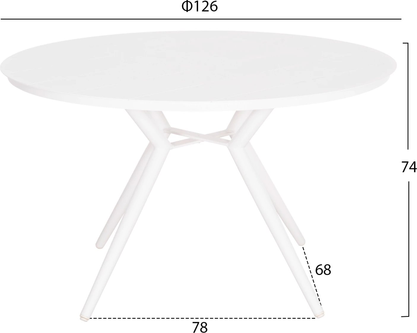 Tavolinë e jashtme e rrumbullakët, alumini i bardhë, FH6290.02, Φ126Χ74Hcm
