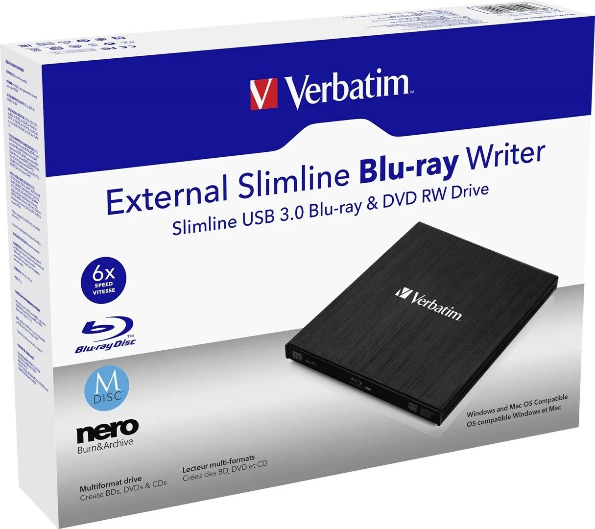 Disk Verbatim External Slimline Blu-Ray RW, e zezë