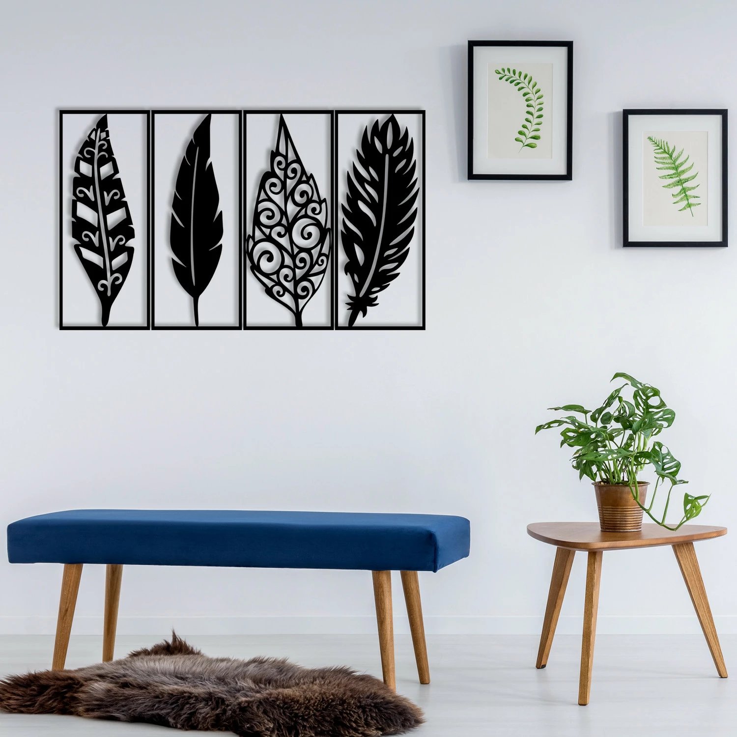 Aksesor dekorativ metalik për mur Wallity, Safderun, ngjyrë e zezë, 100x60cm