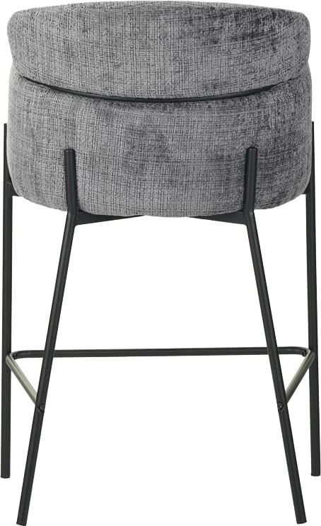 Karrige për bar Tolerse, material stof ngjyrë gri e çelët, këmbë metalike të zeza