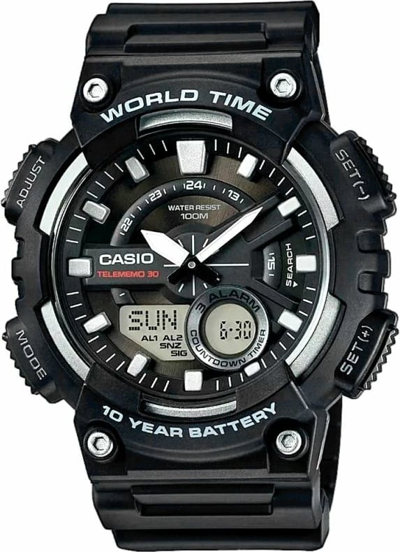 Orë dore për meshkuj CASIO, e zezë